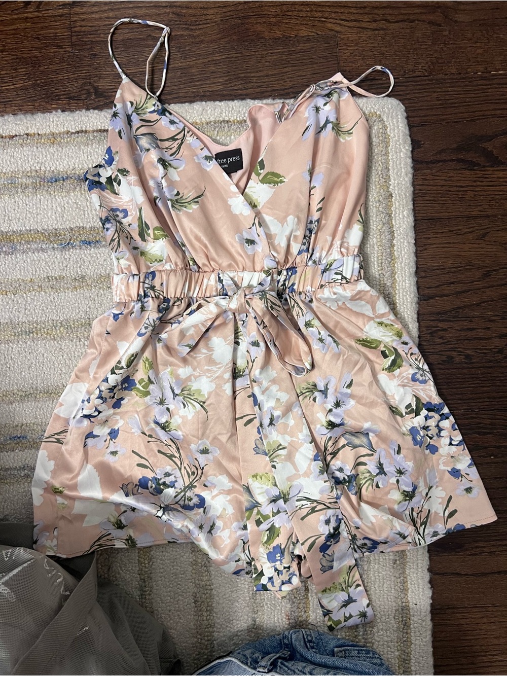 free press Peach Floral V-Neck Romper